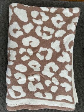 Pink Lily Taupe and Cream Leopard Print Throw Blanket